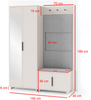 Garderoben-Set Napoli Version 3: Kleiderschrank mit Polsterpaneelen, Schuhschrank Flur und Eingangsbereich (Cashmere/Trinity 15 Graphite ), 189 x 40 x 140 cm Bild 3