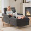 1-Sitzer Relaxsessel B 133 x T 87 x H 90 cm aus Samt in Grau mit Liegefunktion Bild 4