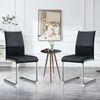 Merax Freischwinger(Set, 2 St), Moderne Esszimmerstühle 2er Set, Rückenlehne aus PU Kunstleder und Leinen, für Esszimmer, Gast Bürostuhl, schwarz Bild 2
