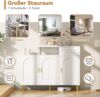 Merax Kommode/Sideboard/Schuhschrank mit Metallgriffen, 1 Schublade und 3 Türen, auf Metallfüßen, Weiß. Maße: B120 × H92 × T35 cm Bild 5