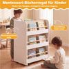 COSTWAY Kinderregal, 3-stöckiges doppelseitige Buchanzeige & Aufbewahrungswagen Bild 4