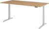 bümö elektrisch höhenverstellbarer Schreibtisch 200x100 cm mit Memory-Steuerung - Design Schreibtisch höhenverstellbar elektrisch, elektrischer Schreibtisch Asteiche, Gestell silber, XBHM-2E-R-SS Bild 1