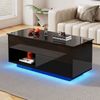 Couchtisch 100x50x55–70,5 cm, Hochglanz-Front mit Lift-Top und 16‑Farben-LED, Schwarz Bild 2