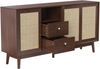 Sideboard 155 x 38 x 80 cm aus MDF/Spanplatte mit 3 Rattan-Schiebetüren & 2 Schubladen Bild 5