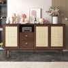 Sideboard 155 x 38 x 80 cm aus MDF/Spanplatte mit 3 Rattan-Schiebetüren & 2 Schubladen Bild 4