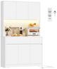 Homfa Küchenbuffet Küchenschrank mit LED Buffetschrank mit Steckdosen Hochschrank mit Arbeitsplatte, 6 Türen und Schubladen Bild 5