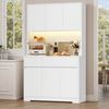 Homfa Küchenbuffet Küchenschrank mit LED Buffetschrank mit Steckdosen Hochschrank mit Arbeitsplatte, 6 Türen und Schubladen Bild 3