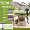tillvex Alu Ampelschirm Taupe LED Solar Ø 300 cm mit Kurbel | Sonnenschirm mit An-/Ausschalter | Gartenschirm UV-Schutz Aluminium | Kurbelschirm mit Ständer Marktschirm wasserdicht Bild 5