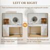 Schminktisch mit LED Beleuchtung Spiegeltisch Beauty Tisch großer Spiegel mit Tageslicht Warmlicht Kaltlicht moderner Makeup Tisch Frisierkommode mit Seitenregal weiß goldene Akzente Kippsicherung, 115cmx45cmx120cm, Weiß Bild 5