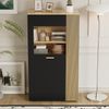 Modernes Aufbewahrungsschrank 146x40x80 cm mit 16-Farben LED-Beleuchtung und Glasfront Bild 5