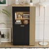 Modernes Aufbewahrungsschrank 146x40x80 cm mit 16-Farben LED-Beleuchtung und Glasfront Bild 5
