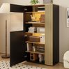 Modernes Aufbewahrungsschrank 146x40x80 cm mit 16-Farben LED-Beleuchtung und Glasfront Bild 3