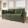 Merax 2-Sitzer Sofa, Zweisitzer Sofa, dicke weiche Polster, Wolkensofa-Gefühl, mit 2 Armlehnenkissen, Chenille Stoff, Grün Bild 2