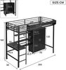 Merax 90x200cm Eisenbett, Etagenbett, Mit Tisch und Kleiderschrank, Reichlich Ablagefächer, Mit 5-stufiger Leiter, Schwarz Bild 4
