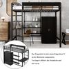 Merax 90x200cm Eisenbett, Etagenbett, Mit Tisch und Kleiderschrank, Reichlich Ablagefächer, Mit 5-stufiger Leiter, Schwarz Bild 5