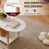 Moderne Ovaler Couchtisch Weiß Holz 2-stufiger Mitteltisch für Wohnzimmer Bild 4