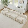 4-Sitzer modulares Sofa H 70 x T 384 x B 98 cm aus Samt in Beige, rahmenlos mit tiefer Sitzfläche Bild 3