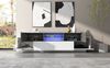 TV-Schrank 180 x 40 x 45 cm mit LED, Glasablagen und Schubladen, in Weiß/Grau mit Marmoroptik Bild 3