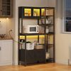 Küchenregal 180 x 115 x 40 cm mit LED und Steckdosenleiste – Hochschrank mit Glas­türen und Arbeitsfläche Bild 5