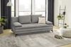 Dauer-Schlafsofa 202 cm Couch Topper Bettkasten Wellenunterfederung in Hellgrau Bild 2