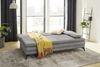Dauer-Schlafsofa 202 cm Couch Topper Bettkasten Wellenunterfederung in Hellgrau Bild 3