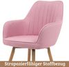 Esszimmerstühle 2er Set ELLA - Stoffbezug, Eichenholz Beine| Gepolsterte Sitzfläche | Skandinavisch Minimalistisch, Stühle Esszimmer | Rosa Bild 3