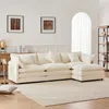 Ecksofa mit Hocker, Zier- und Armlehnenkissen, L-Form, Chenille, Wohnzimmersofa Bild 3
