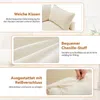 Ecksofa mit Hocker, Zier- und Armlehnenkissen, L-Form, Chenille, Wohnzimmersofa Bild 5