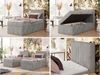 Boxspringbett TILIANO 90x200 Cord inkl. Bettkasten, Einzelbett 7-Zonen Multipocket-Matratze & Topper, Modernes Design mit hohem Kopfteil - Hellgrau Cordstoff - H3 - Topper Visco Bild 2