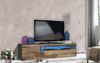 Dmora TV-Schrank Aquilo, niedriges Wohnzimmer-Sideboard, Fernsehständer-Basis, 100 % Made in Italy, 150 x 40 x 37 cm, Schiefer und Ahorn, mit LED-Licht Bild 2