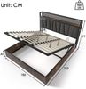 Polsterbett 180x200 cm mit LED-Kopfteil und Stauraum – Grau in Leinenoptik Bild 4