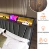 Polsterbett 180x200 cm mit LED-Kopfteil und Stauraum – Grau in Leinenoptik Bild 5