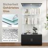 Simurq Glasvitrine Standvitrine aus Glas mit LED, Vitrinenschrank Schrank für Sammlung (Glas Vitrine mit 2 Glastür und 3 Lagen, Glasschrank mit Schloss) Vitrine aus Glas, perfekt für Sammler, Sammelvitrine Bild 4