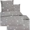 KH-Haushaltshandel Bettwäsche 4-tlg. Biber Winter Bettwäsche 135x200 + 80x80, 100% Baumwolle, Biber, 4 teilig, grau, mit weißen Sternen, flauschig weich warm Bild 3
