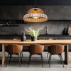 Hängeleuchte, Rattan, Gittergeflecht, schwarz, braun, H120cm Bild 5