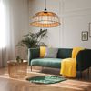 Hängeleuchte, Rattan, Gittergeflecht, schwarz, braun, H120cm Bild 3