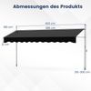 Klemmmarkise Balkonmarkise ohne Bohren mit Handkurbel Höhenverstellbar & UV-beständig Sonnenschutz Schwarz Bild 2