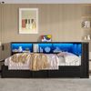 Merax Kinderbett Einzelbett 90 x 200 cm, Jugendbett mit Ausziehbett, Stauschränken, LED-Beleuchtung und USB-Anschlüssen, schwarz Bild 5