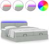 vidaXL Ottoman-Bett mit Matratzen & LEDs Hellgrau 180x200 cm Samt 3312905 Bild 5
