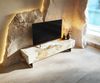 Lowboard Cuor 150 cm Keramik Minas Melange Weiß-Beige 1 Klappe 1 Schubfach Fuß Schwebeoptik Edelstahl Bild 4