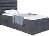 MEBLINI Boxspringbett KARIM 90x200 cm mit Bettkasten - H3/Dunkelgrau Samt Gepolstert Einzelbett mit Topper & Taschenfederkern-Matratze - 90x200 Links Bild 1