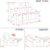 M MCombo Elektrisch 2er Sitzer Sofa mit Schlaffunktion, 2er Relaxsofa mit Taste 150° Verstellbar, Kinosessel mit Liegefunktion, USB & Getränkehalter, 7009 (Grau) Bild 3