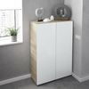Dmora 2-türiger Mehrzweckschrank Athenodora, Zusatzschrank, Niedriger Schuhschrank mit 6 Regalen, Niedriger Schuhregal, 70x36h103 cm, Eiche und Weiß Bild 2
