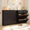 VOWNER Schuhschrank mit 4 Klappen, einstellbarer Schuhregal, schmaler Schwarz Bild 3