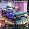 PXloue Polsterbett LED Doppelbett, Bettkasten, Ladefunktion, Samt, 160x200 cm Bild 3