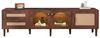 BlingBin TV-Schrank Holz-TV-Schrank, TV-Ständer, TV-Board, Fernsehtisch (1er Set, 1-St, mit 2 Rattan-Schubladen, 2 gewölbten Glastüren und 1 Rattan-Tür) für 80-Zoll-Fernseher, LED-Beleuchtung, bietet stilvolle Aufbewahrung Bild 4