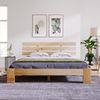 Massivholz Doppelbett 140x200cm aus Kiefer, naturbelassenes Holz Bettgestell mit 3-Stirn Kopfteil & Lattenrost, minimalistisches Doppelbett ohne Matratze Bild 3
