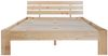 Massivholz Doppelbett 140x200cm aus Kiefer, naturbelassenes Holz Bettgestell mit 3-Stirn Kopfteil & Lattenrost, minimalistisches Doppelbett ohne Matratze Bild 4
