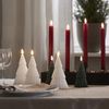 Echtwachskerze ,Flamme Grany', Tannenbaum mit Batterie + Timer, weiß, 12cm Bild 3