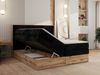 Boxspringbett, Set mit zwei Multipocket-Matratze und Topper, hohe Kopfteil, Eiche Wotan Holzrahmen - WOOD CLASSIC KING - 140 x 200 cm - Schwarz Cord - H3 Bild 4